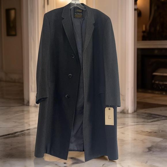 Fashion Park Hand Tailored Luxury Black Overcoat size L - Picture 2 of 11